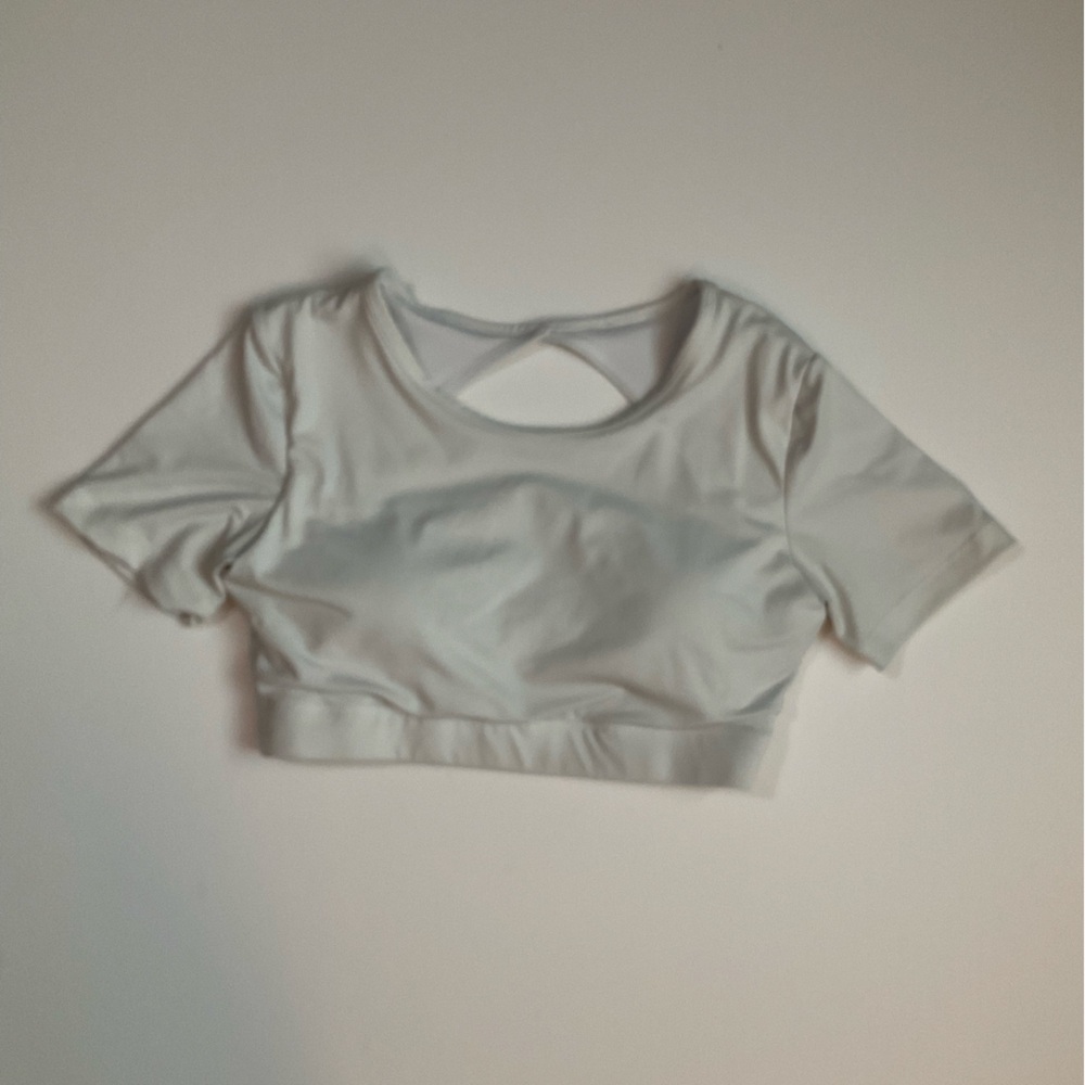White Short Sleeve Crop Top